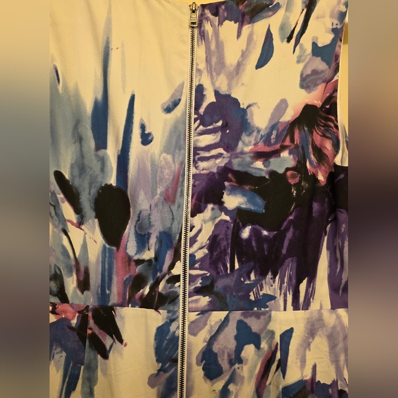 Elie Tahari White Sleeveless Dress W/ Watercolor Floral Print Fully Lined Size 6 - Picture 3 of 6
